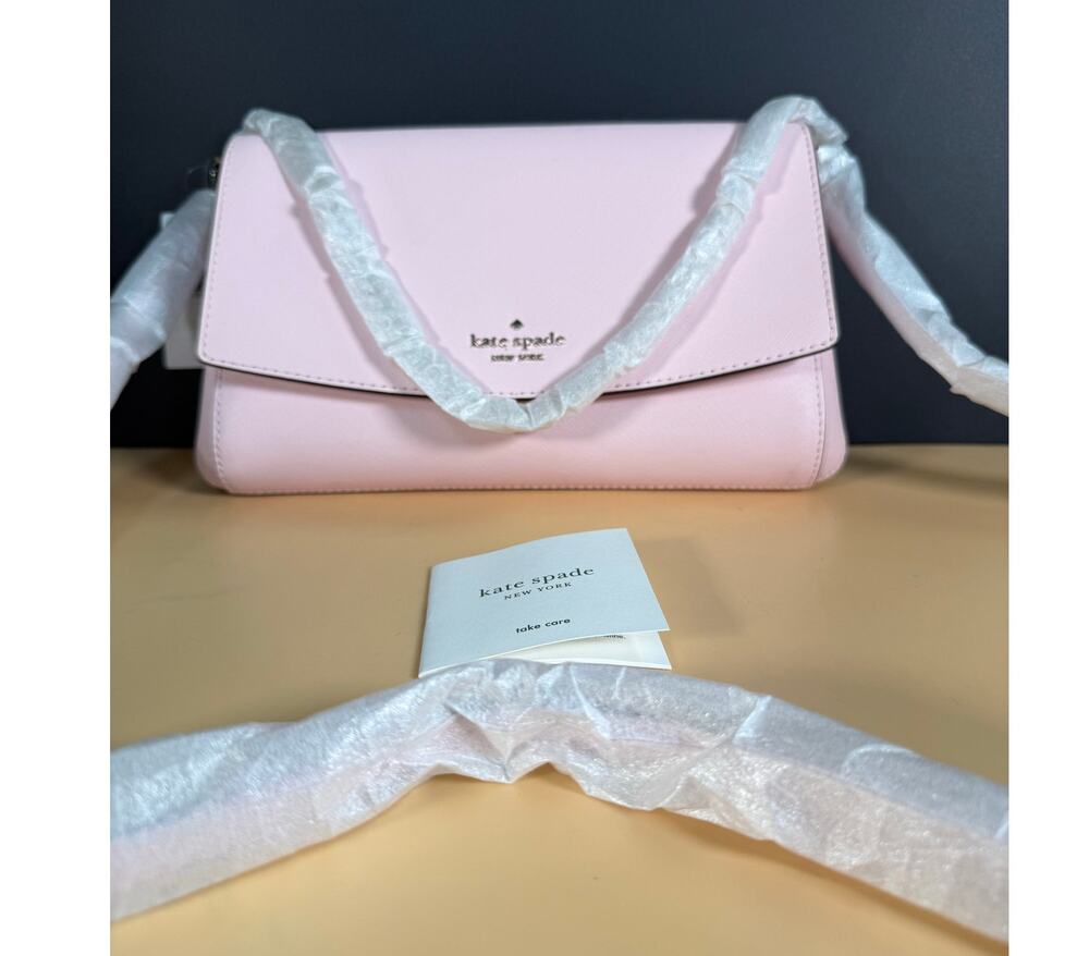 Kate Spade Dana Small Flap Crossbody Bag Pink Saffiano Leather NWT $249